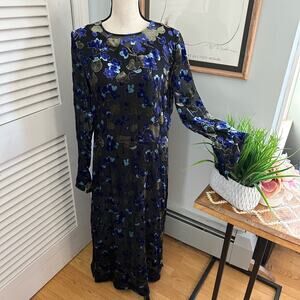 RAG & BONE Dress Womens Medium Gigi Blue Velvet Burnout Holiday Grunge Chic